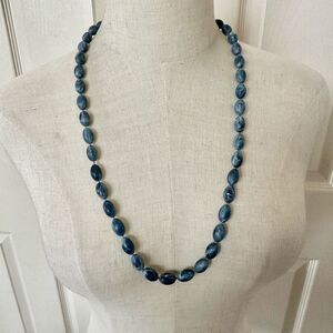 Blue swirl beaded Long necklace